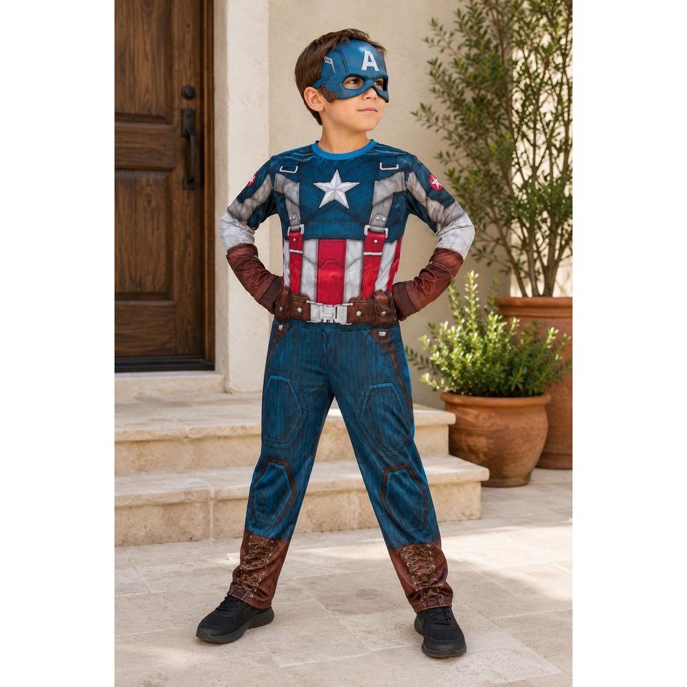 Captain America Costume With Mask Marvel Rubies Boys Large Superhero Halloween